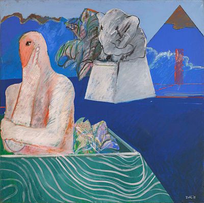 Egitto - CARMELO ZOTTI (Trieste , 1933 - Treviso, 2007) Egitto 1971 olio su tela cm. 100x100 firma 