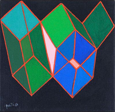 Turban - ACHILLE PERILLI (Roma, 1927 - 2021) Turban 1988 tecnica mista su tela cm. 20x20 firma e 