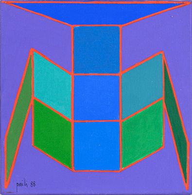 Ergo dic - ACHILLE PERILLI (Roma, 1927 - 2021) Ergo dic 1988 tecnica mista su tela cm. 20x20 firma 