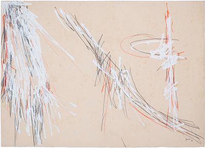 senza titolo - ACHILLE PERILLI (Roma, 1927 - 2021) senza titolo 1958 tempera, matita e pastelli su 