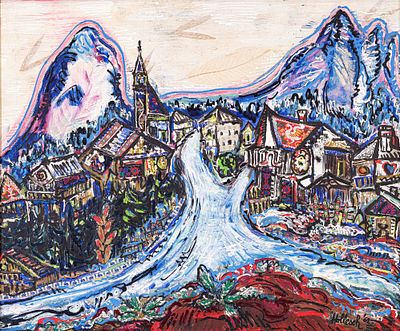 Cortina d'Ampezzo - CARLO HOLLESCH (Pola, 1926 - Venezia, 1977) Cortina d'Ampezzo 1962 pittura e 