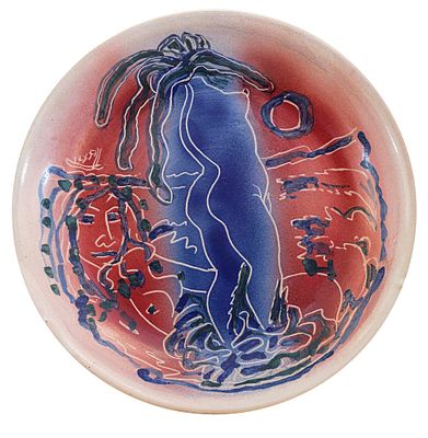 Figure - TONO ZANCANARO (Padova, 1906 - 1985) Figure 1972 piatto in ceramica dipinta diam. cm. 36 
