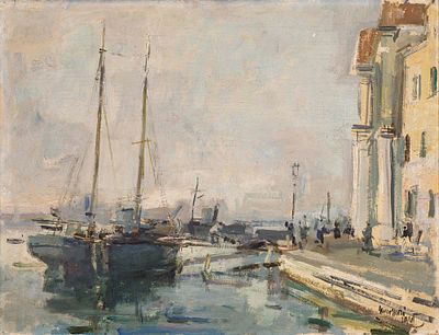 Venezia - NENO MORI (Venezia , 1899 - 1968) Venezia 1945 olio su tela cm. 52x70 firma e data in 