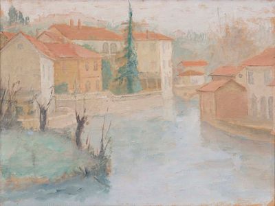 Il Lambro a Carate Brianza - PIO SEMEGHINI (Quistello, 1879 - Verona, 1964) Il Lambro a Carate 