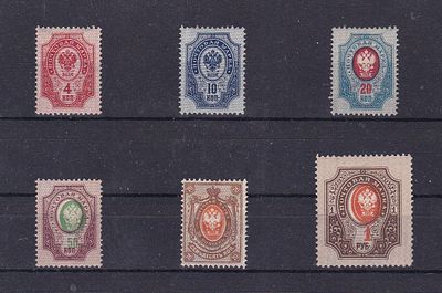 Российская Империя № 75-80. Состояние * марки с наклейками или следами наклеек