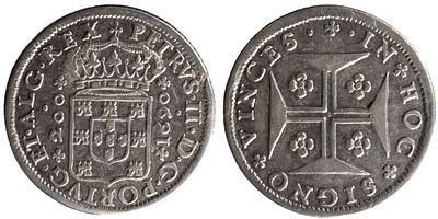 D.Pedro II - 12 Vinténs 1690, MBC, A.G:61.07, Prata