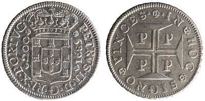 D.Pedro II - 12 Vinténs 1689 Porto, MBC, A.G:67.01, Prata