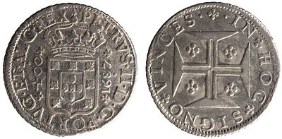 D..Pedro II - Cruzado (400 Réis) 1687, MBC, A.G:73.03, Eixo ás 15 horas, Prata