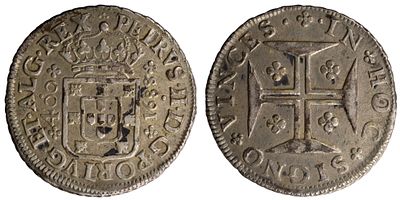 D.Pedro II - Cruzado (400 Réis) 1688, MBC, A.G:74.03, Data emandada 8/7, Prata
