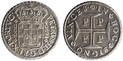 D.Pedro II - Cruzado (400 Réis) 1690 Porto, Bela, A.G:90.01, Prata