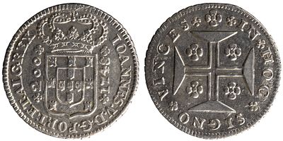 D.João V - 12 Vinténs (200 Réis) 1748, MBC, A.G:76.02, Limpa, Prata