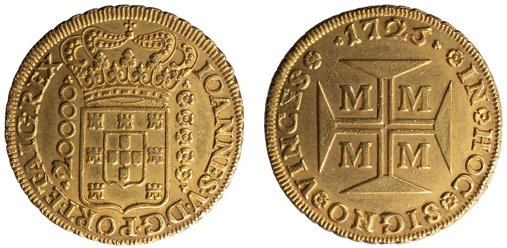 D.João V - Dobrão (20.000 Réis) 1725 Minas Gerais, MBC+, A.G:106.02, Ouro