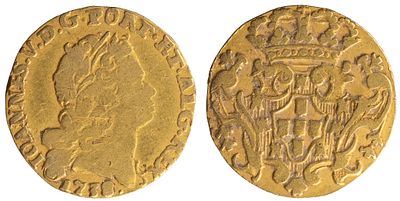 D.João V - 1/2 Escudo (800 Réis) 1738, BC+, A.G:110.16, Cerceada, Ouro