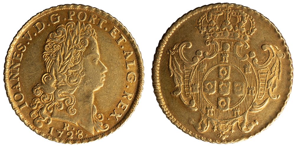 D.João V - Dobra (12800 Réis) 1728 Rio de Janeiro, MBC, A.G:139.03, Ouro