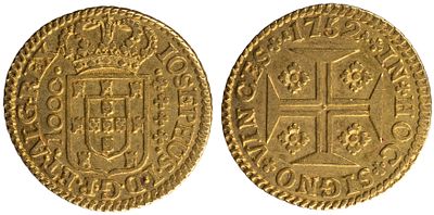 D.José I - Quartinho (1000 Réis) 1752, MBC+, A.G:40.02, Ouro