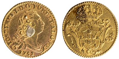 D.José I - 1/2 Escudo (800 Réis) 1751, MBC, A.G:42.01, Solda ao Centro, Ouro