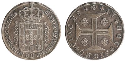 D.Maria I e D.Pedro III - 12 Vinténs (200 Réis) 1779, MBC+, A.G:16.01, Prata