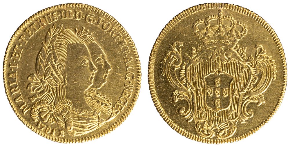 D.Maria I e D.Pedro III - 1/2 Peça (3200 Réis) 1781 Bahia, Rara, Bela, A.G:26.02, Ouro