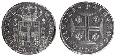 D.Maria I - Cruzado (400 Réis) 1794, MBC, A.G:17.04, Coroa Baixa, Prata