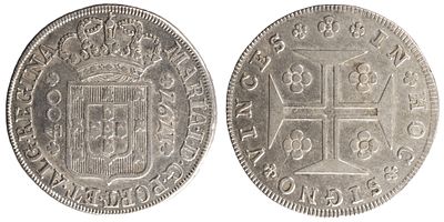 D.Maria I - Cruzado (400 Réis) 1797, MBC, A.G::18.08, Coroa Alta, Prata