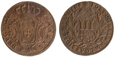 D.João Príncipe Regente - III Réis 1804, MBC+, A.G:01.01, Cobre