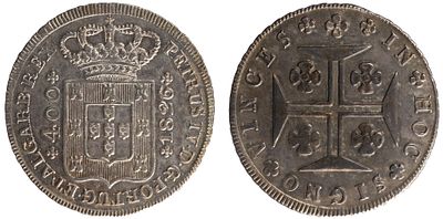 D.Pedro IV - Cruzado (400 Réis) 1826, MBC+, A.G:06.02, Cruz Irradiada, Prata