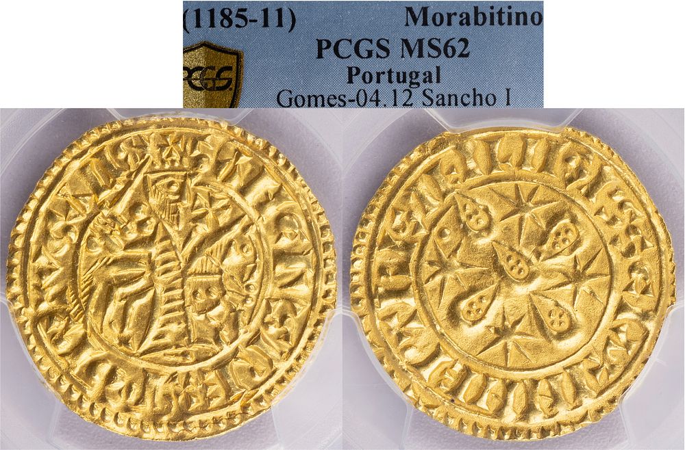 D.Sancho I - Morabitino (180 Dinheiros), PCGS MS 62, A.G:04.12, Point on the third quadrant 