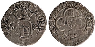 D.Fernando I - Grave (14 Dinheiros) from Tui, Extremely Fine, A.G:21.01, Rare, "T" on the left 