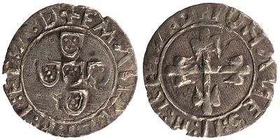 D.Manuel I - 1/2 Vint&eacute;m (10 Reais) Hybrid, Extremely Fine-, A.G:15.04, "EMANUEL AT the front" 