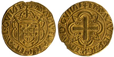 D, Manuel I - Cruzado , MBC, A.G:63.04, 3,5gr, falha &aacute;s 12h, Ouro, Portugal