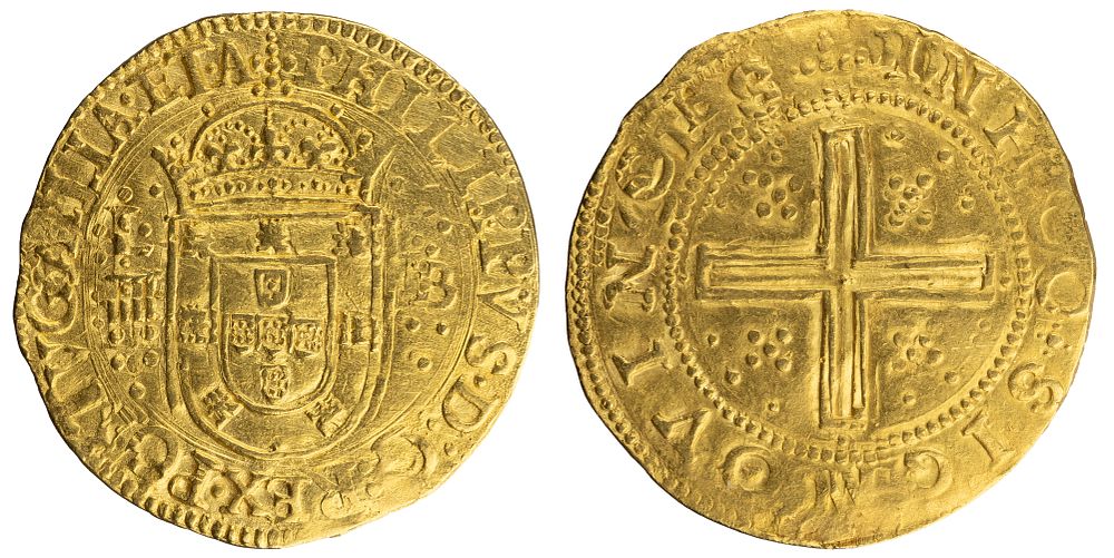 D.Filipe II - 4 Cruzados, MBC, A.G:26.01, Muito Rara, 11.74gr, Ouro, Portugal