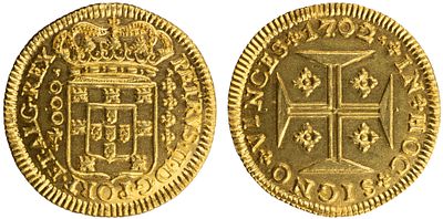 D.Pedro II - 4000 R&eacute;is 1702, Soberba, Limpa, A.G:99.12, 10.69gr, Ouro, Portugal