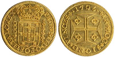 D.Pedro II - 4000 R&eacute;is 1706, Soberba, A.G:99.22, 10.95gr, Ouro, Portugal