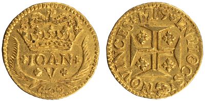 D.Jo&atilde;o V - Pinto 1719, MBC, A.G:84.02, 0.96gr, Ouro, Portugal