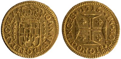 D.Jo&atilde;o V - Quartinho (1000 R&eacute;is) 1716, MBC-, A.G:88.12, 2,67gr, Ouro, Portugal
