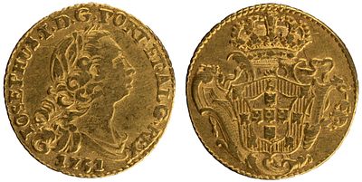 D.Jos&eacute; I - 1/2 Escudo (800 R&eacute;is) 1751, MBC-, A.G:42.01, 1.49gr, Ouro, Portugal