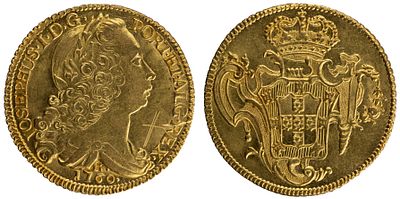 D.Jos&eacute; I - Pe&ccedil;a (6.400 R&eacute;is) 1760 Rio de Janeiro, Bela, A.G:55.12, Risco Anverso, 14.24gr, Ouro 