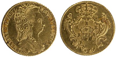 D.Maria I - Pe&ccedil;a (6.400 R&eacute;is) 1799, MBC, A.G:30.11, 14.18gr, Ouro, Portugal