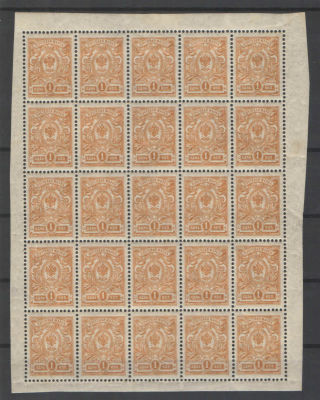 19 выпуск, часть листа 5х5. Номер по каталогу Стандарт Коллекции № 94 Состояние материала: **