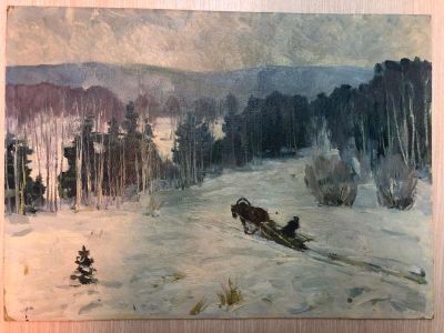 1992 г. А.А. Кулаков. "Морозный день" 40 на 55 см. Масло.