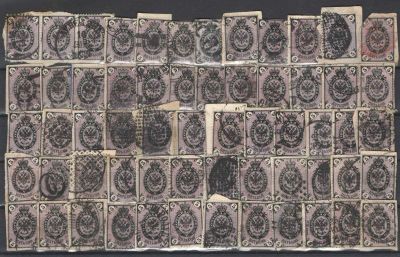 1864 г. Российская Империя. Отличная подборка вырезок из конвертов с маркой "5 коп", без 