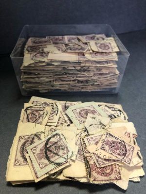 1884 г. Марки Российской Империи на вырезках. 500 штук. Представляют интерес для исследований 