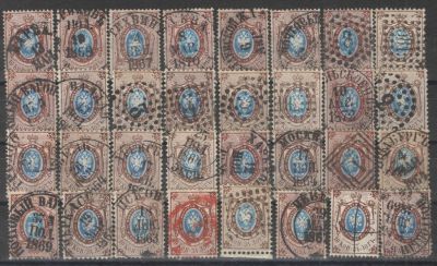 1858 г. Российская Империя. Комплект красивых гашений Российской Империи. 32 марки. По с/к - 10000. 