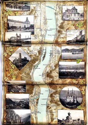 1910 г. Германия. Обзорная карта по Рейну. От Майнца до Кельна в сложенном виде (размеры 13*25 