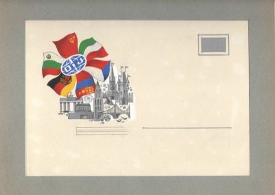 1970 г. Макет к конверту "Международное сотрудничество". Из архива худ. Г.Серебрякова. Размер 