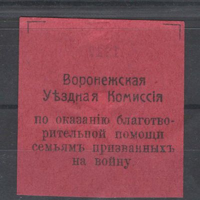 Непочтовая марка. Воронеж ."Помощь семьям". Состояние материала: *