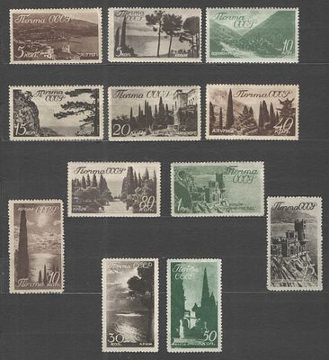 1938 г. СССР. По С/К № 526/537. Виды Крыма и Кавказа . Полная серия - 12 марок. Качество: со 