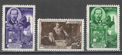 1949 г. По С/К №1302/04. День радио. Полная серия - 3 марки. Качество: с оригинальным клеем без 