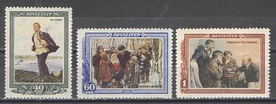1952 г. По С/К №1580/82. В.И. Ленин. Полная серия - 3 марки. Качество: с оригинальным клеем без 