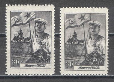 1948 г. По С/К №1152. 30 лет Советской Армии. Две марки - увеличенный размер марки в паре с 